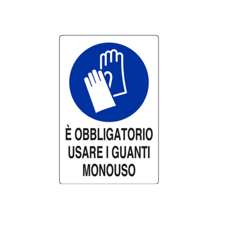 Sisas segnale obbligo di usare guanti monouso 200 x 300