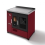 Eva Calòr Enrica pellet stove with oven and hob red